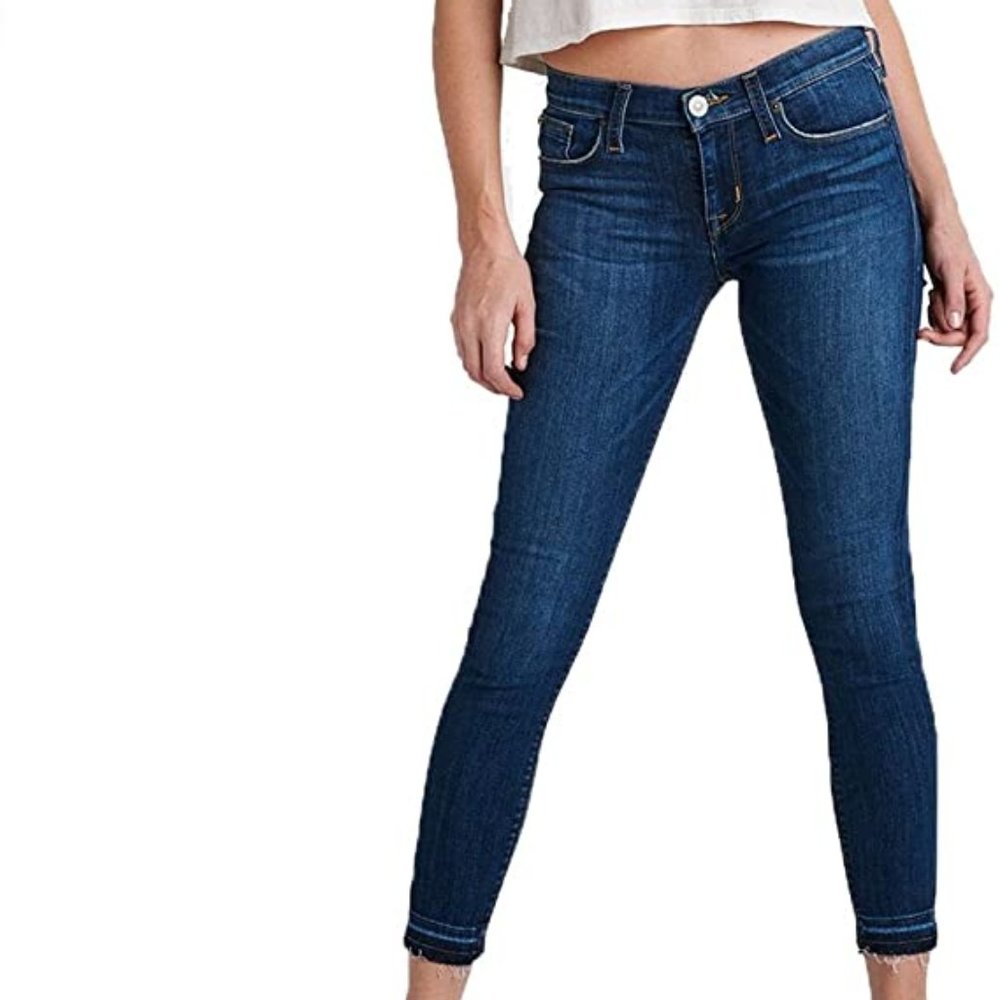 Hudson Krista Crop Raw Hem Skinny Dark Wash Jean